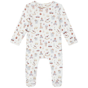 Baby Boys White Toys Babygrow